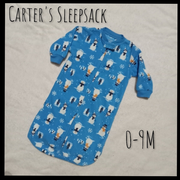 Carter's Other - 4 for $10 Carter's Blue Snowman Zip Up Fleece Sleepsack 0-9M